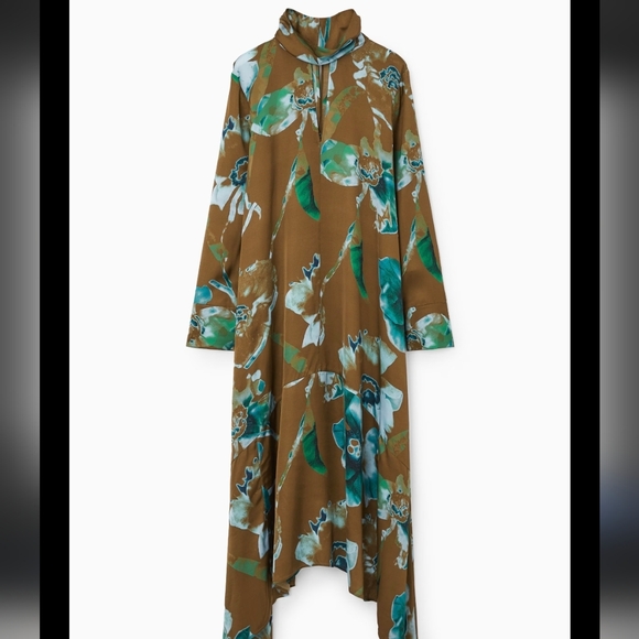 COS Brown Floral High‑Low Dress - Picture 2 of 10